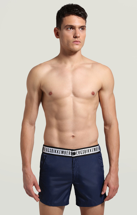 Men's swim shorts with tape, NAVY Men's swim shorts with tape, NAVY, hi-res-1