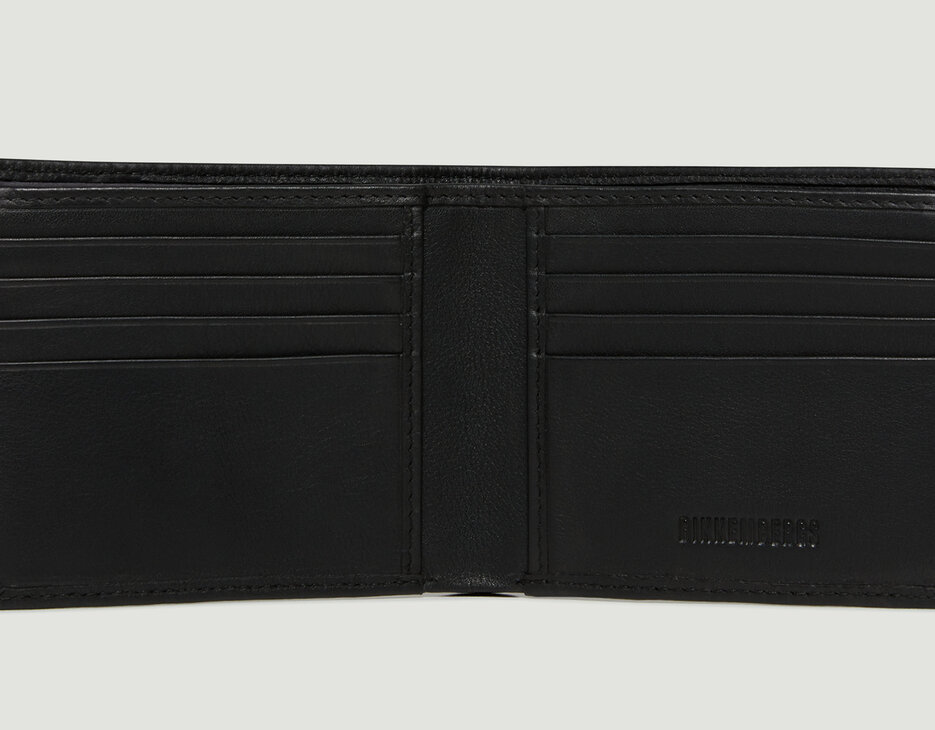 Compact men's leather wallet, BLACK Compact men's leather wallet, BLACK, hi-res-1