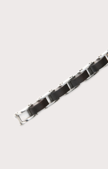 Men's bracelet in ebony and steel, WHITE/ROSE Men's bracelet in ebony and steel, WHITE/ROSE, hi-res-1