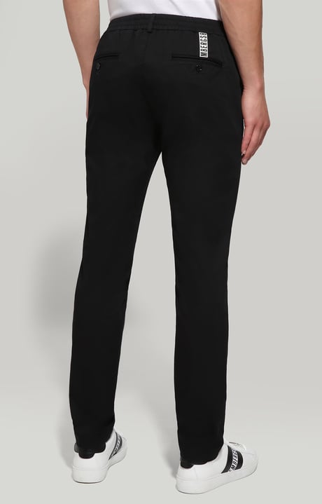 Men's pants with elastic waist, BLACK Men's pants with elastic waist, BLACK, hi-res-1