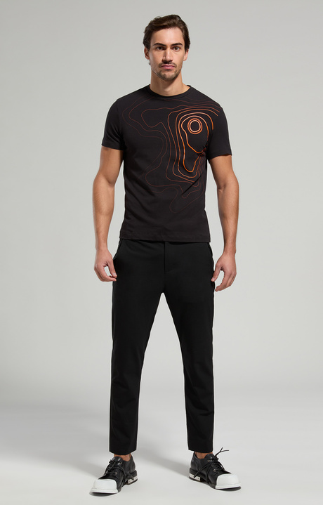 Men's T-shirt with fluo print, BLACK, hi-res-1