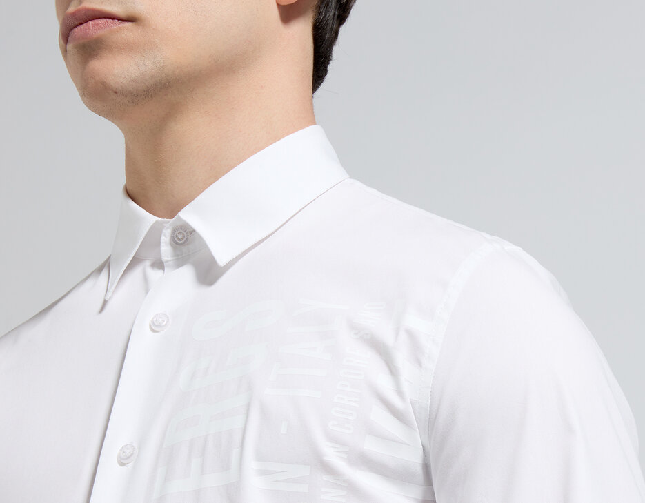 Men's slim fit print shirt, WHITE Men's slim fit print shirt, WHITE, hi-res-1