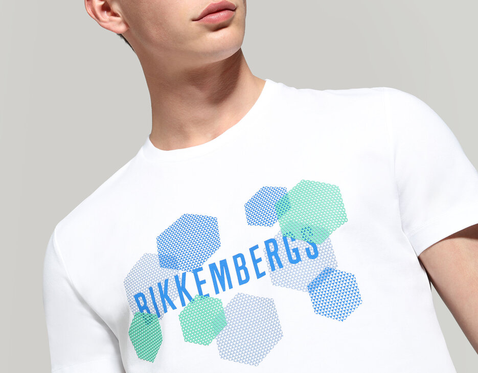 Men's T-shirt with hexagonal print, OPTICAL WHITE Men's T-shirt with hexagonal print, OPTICAL WHITE, hi-res-1