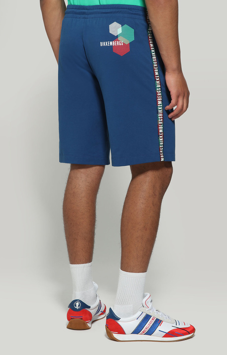 Men's bermuda shorts with hexagonal print, BLUE Men's bermuda shorts with hexagonal print, BLUE, hi-res-1