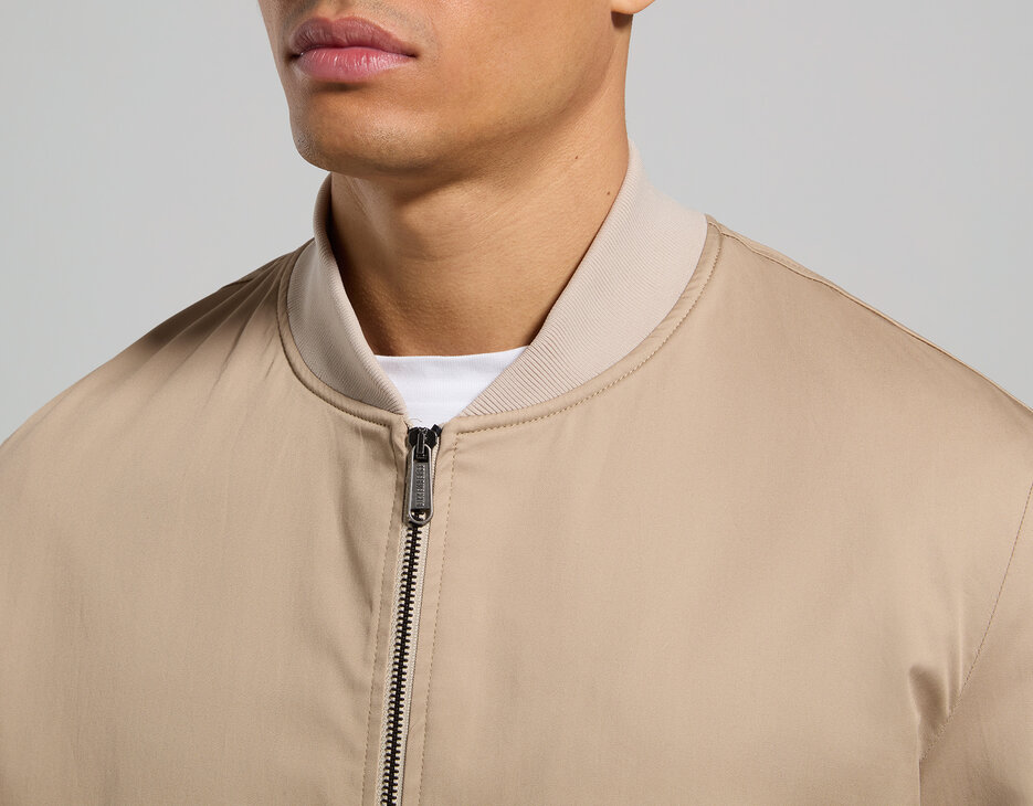 Leather and canvas men's bomber jacket, SPONGE Leather and canvas men's bomber jacket, SPONGE, hi-res-1