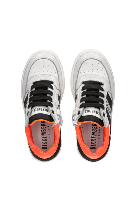 LOW CUT LACE-UP SNEAKER, WHITE/BLACK/ORANGE, hi-res-1