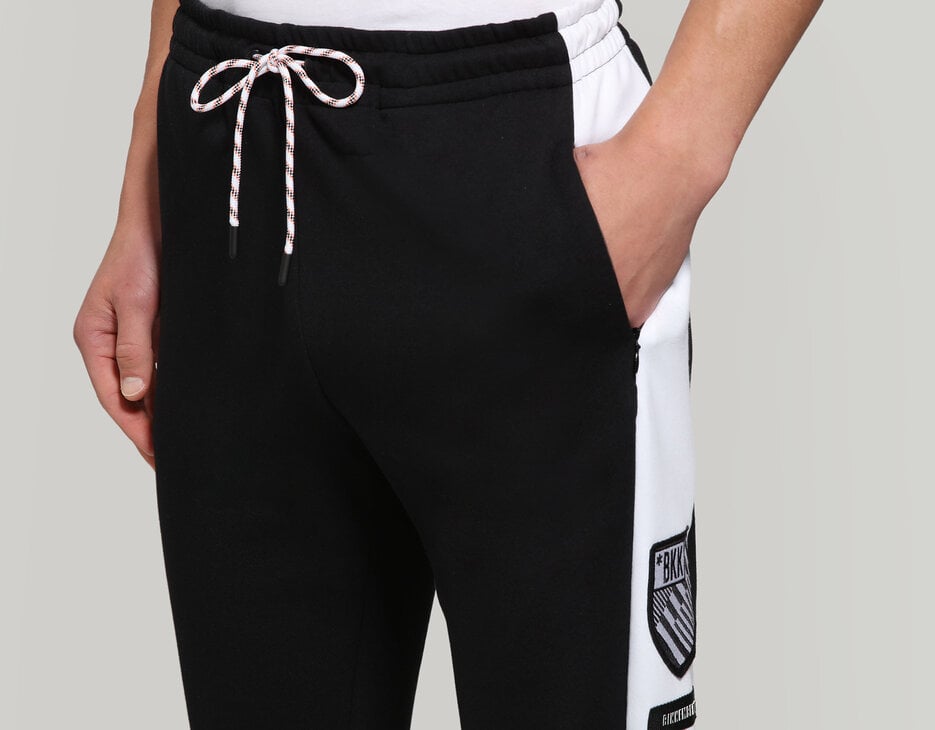 Men's joggers in technical fabric, BLACK/WHITE Men's joggers in technical fabric, BLACK/WHITE, hi-res-1