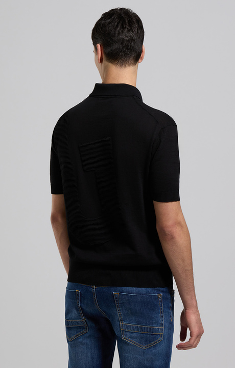 Men's jacquard polo shirt, BLACK Men's jacquard polo shirt, BLACK, hi-res-1