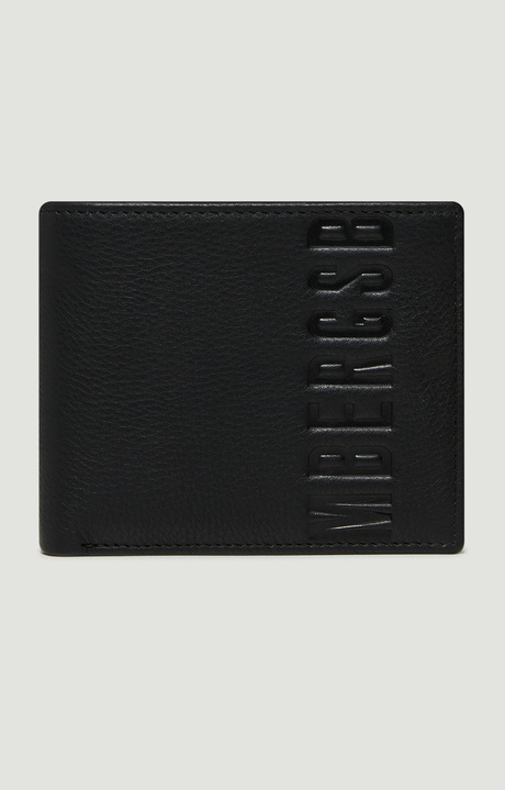 Compact men's leather wallet, BLACK Compact men's leather wallet, BLACK, hi-res-1