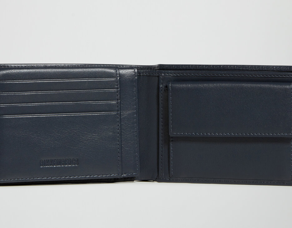 Men's wallet with embossed logo, BLUE Men's wallet with embossed logo, BLUE, hi-res-1