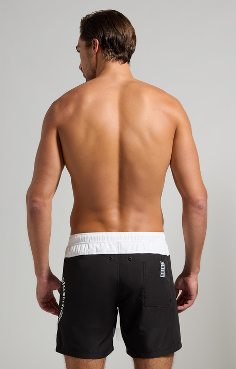 Men's colour block boardshorts, BLACK/WHITE, hi-res-1