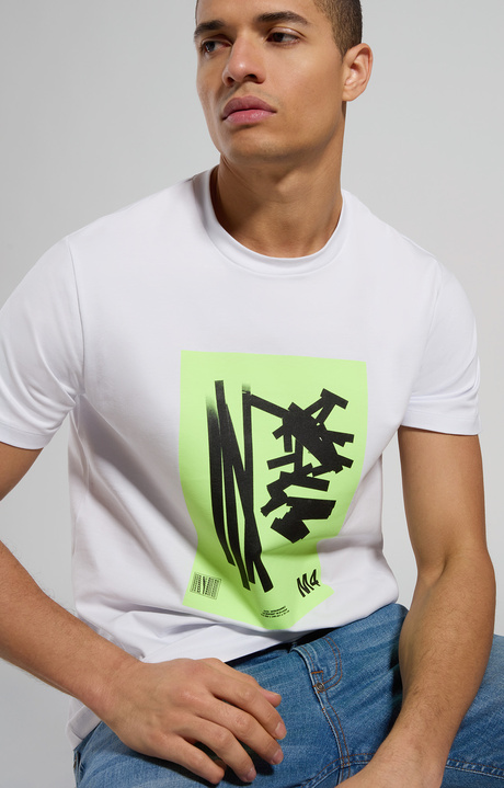 Men's contrast print T-shirt, WHITE Men's contrast print T-shirt, WHITE, hi-res-1