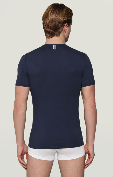Men's round neck undershirt, NAVY Men's round neck undershirt, NAVY, hi-res-1