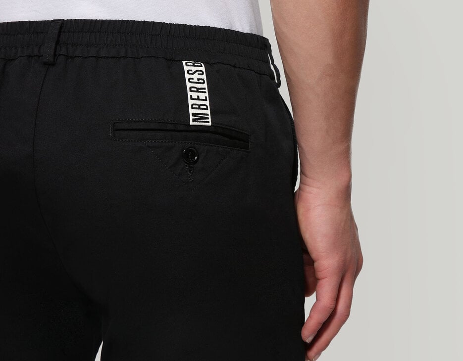 Men's pants with elastic waist, BLACK Men's pants with elastic waist, BLACK, hi-res-1