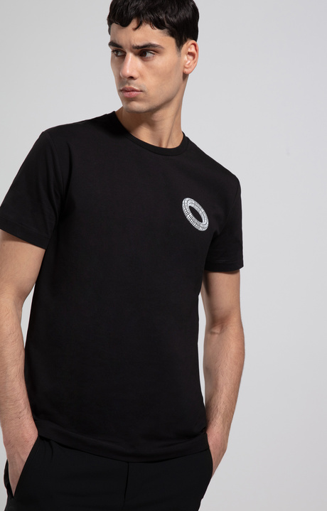 Men's T-shirt with printed back, BLACK Men's T-shirt with printed back, BLACK, hi-res-1