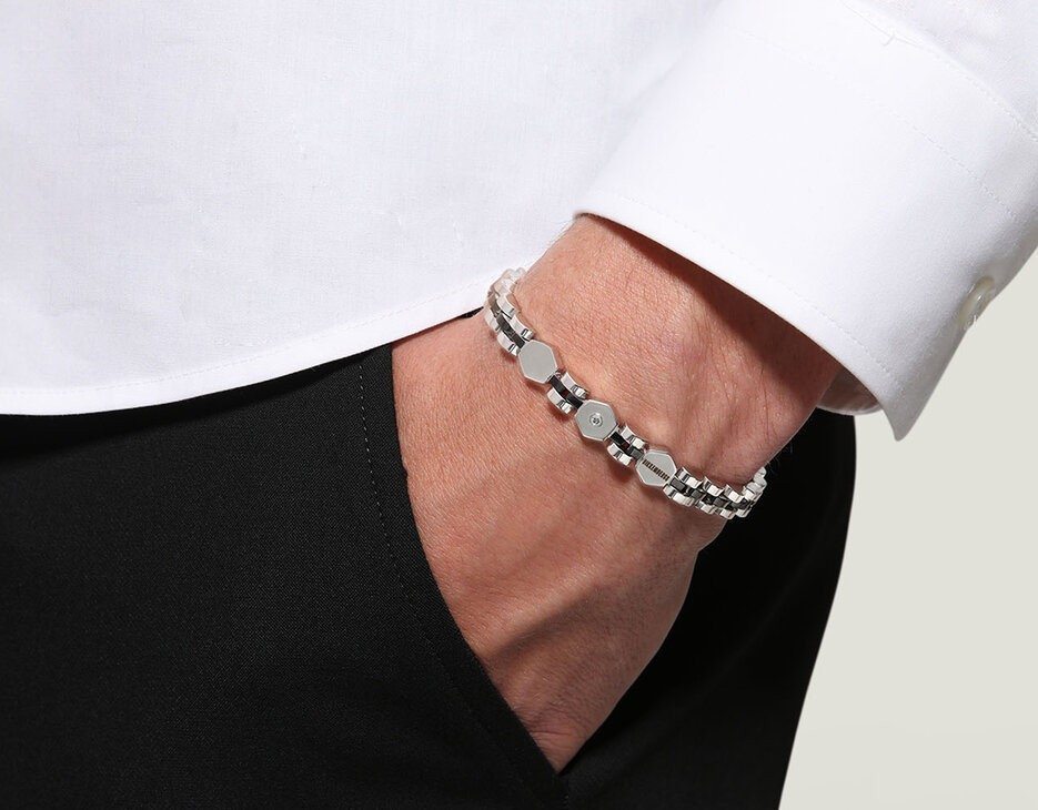 Men’s chain bracelet with diamond, 086 Men’s chain bracelet with diamond, 086, hi-res-1