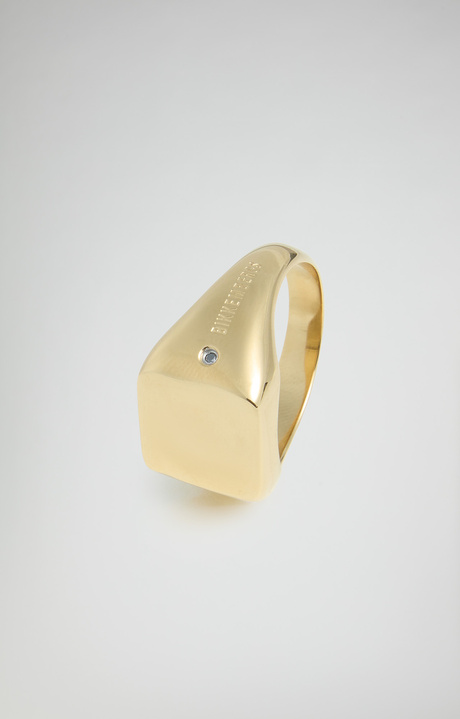 Men's chevalier ring with diamond, YELLOW Men's chevalier ring with diamond, YELLOW, hi-res-1