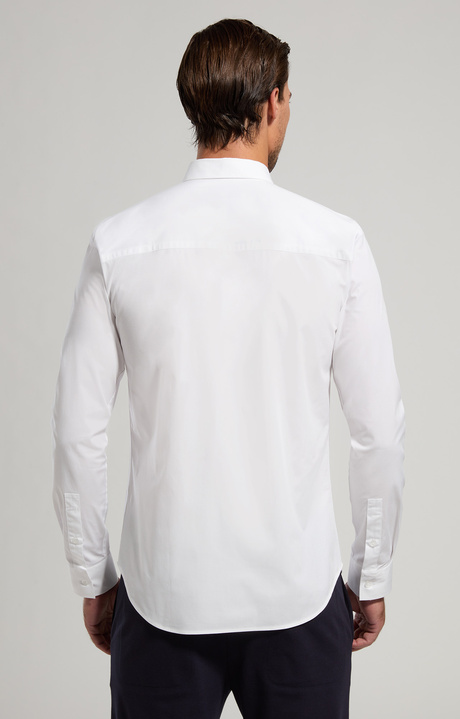 Stretch poplin men's shirt, WHITE, hi-res-1