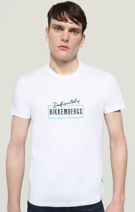 Men's T-shirt with Bikkembergs print, OPTICAL WHITE Men's T-shirt with Bikkembergs print, OPTICAL WHITE, hi-res-1