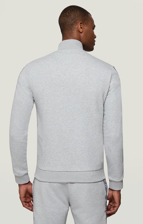 Men's sweatshirt with double tape, MELANGE CREAM WHITE Men's sweatshirt with double tape, MELANGE CREAM WHITE, hi-res-1