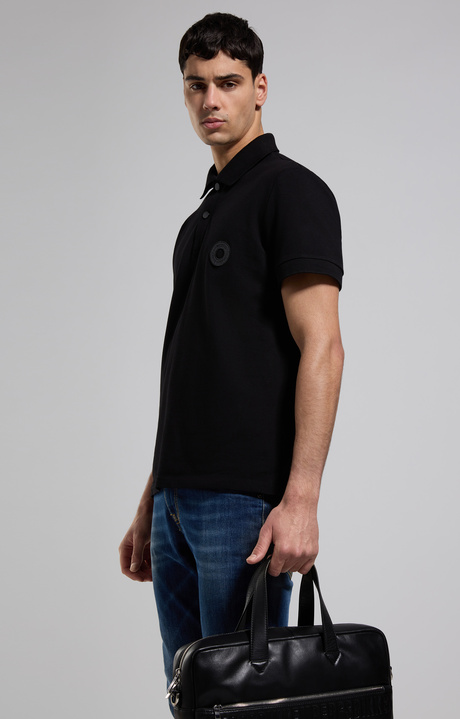 Men's stretch piquet polo shirt, BLACK Men's stretch piquet polo shirt, BLACK, hi-res-1