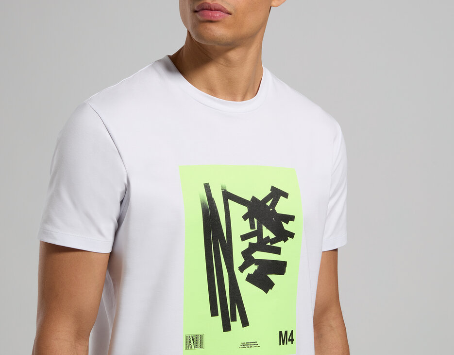 Men's contrast print T-shirt, WHITE Men's contrast print T-shirt, WHITE, hi-res-1