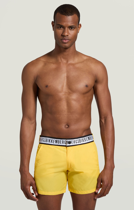 Men's swim shorts with tape, YELLOW Men's swim shorts with tape, YELLOW, hi-res-1