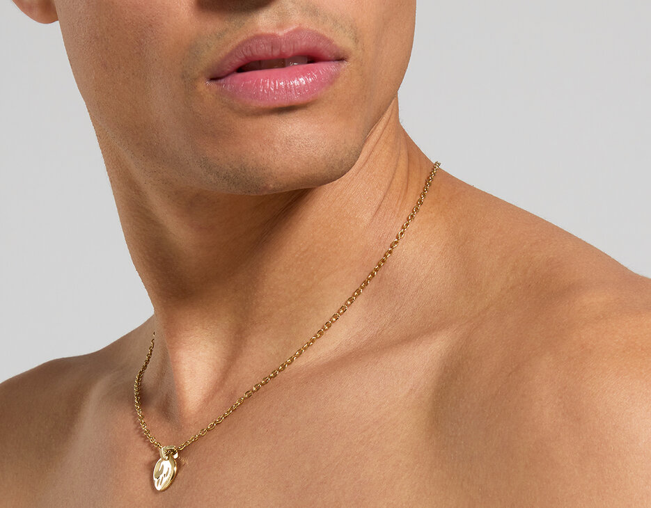 Men's Hammer necklace with diamond, YELLOW Men's Hammer necklace with diamond, YELLOW, hi-res-1