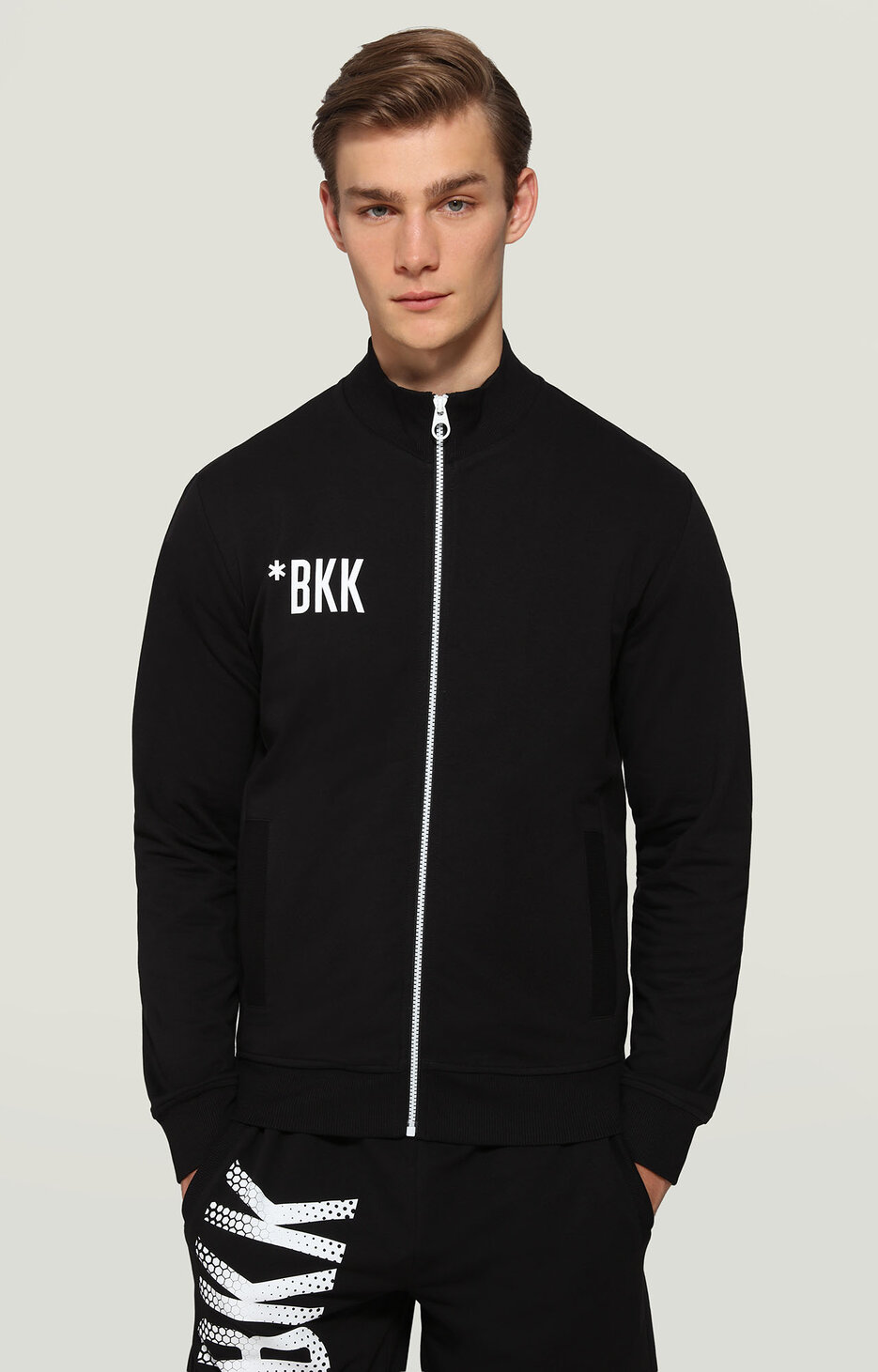 Sweatshirt with zipper and ribbed trim, BLACK Sweatshirt with zipper and ribbed trim, BLACK, hi-res-1