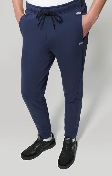Men's fleece sweatpants with contrast logo, BLUE Men's fleece sweatpants with contrast logo, BLUE, hi-res-1