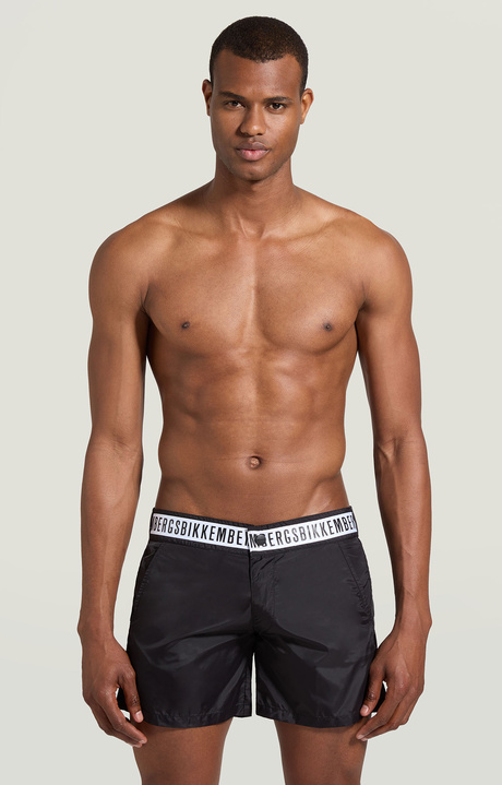 Men's swim shorts with tape, BLACK Men's swim shorts with tape, BLACK, hi-res-1