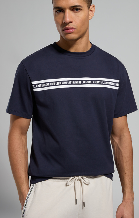Men's T-shirt with tape print, DRESS BLUES Men's T-shirt with tape print, DRESS BLUES, hi-res-1