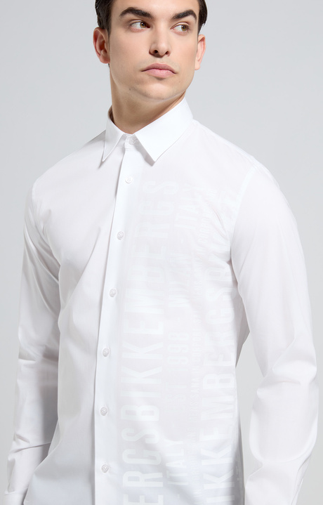Men's slim fit print shirt, WHITE Men's slim fit print shirt, WHITE, hi-res-1