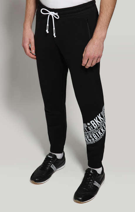 Men's sweatpants with diagonal print, BLACK Men's sweatpants with diagonal print, BLACK, hi-res-1
