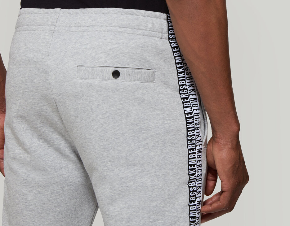 Men's joggers with double tape, MELANGE CREAM WHITE Men's joggers with double tape, MELANGE CREAM WHITE, hi-res-1