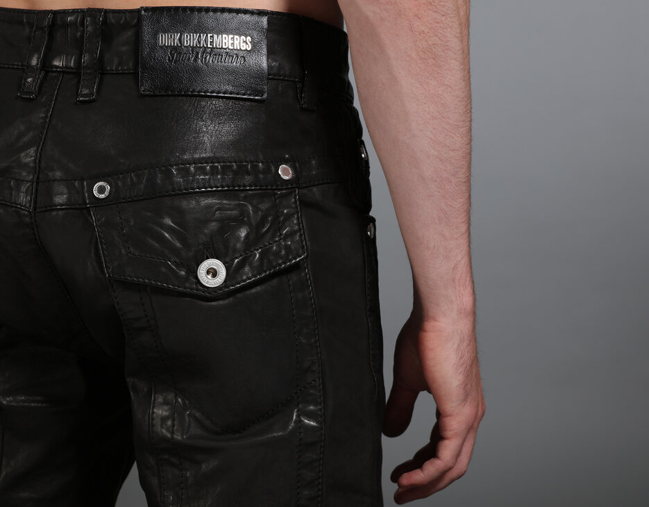 Men's black leather jeans, BLACK Men's black leather jeans, BLACK, hi-res-1
