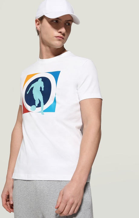 Men's T-shirt with soccer print, OPTICAL WHITE Men's T-shirt with soccer print, OPTICAL WHITE, hi-res-1