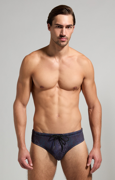 Men's swim briefs with all-over print, BLACK Men's swim briefs with all-over print, BLACK, hi-res-1