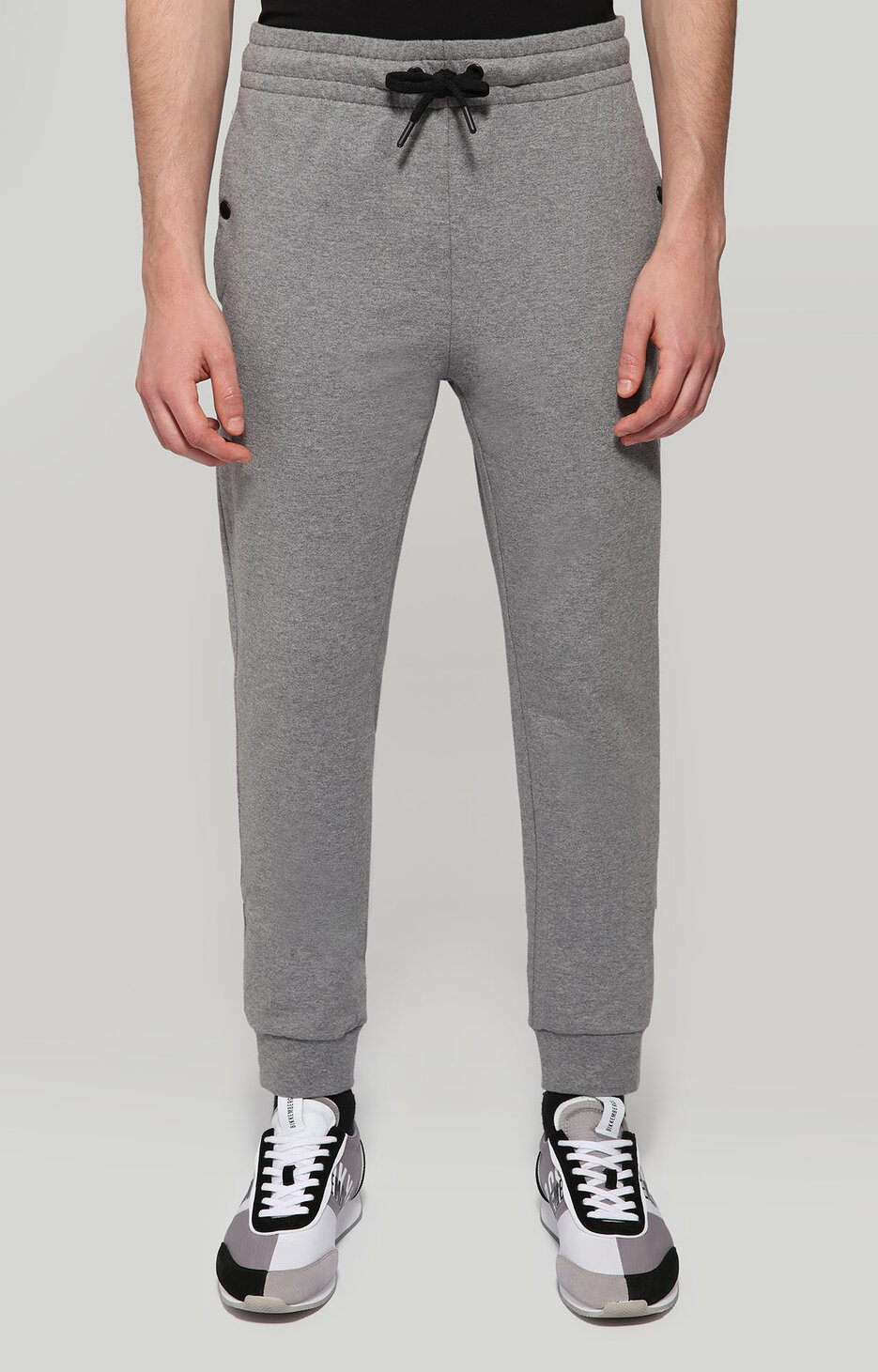Sweatpants with rubberized patch, DARK GREY MELANGE Sweatpants with rubberized patch, DARK GREY MELANGE, hi-res-1