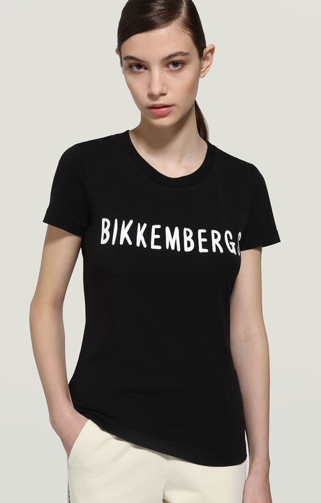 Women's T-shirt with contrast logo, BLACK Women's T-shirt with contrast logo, BLACK, hi-res-1