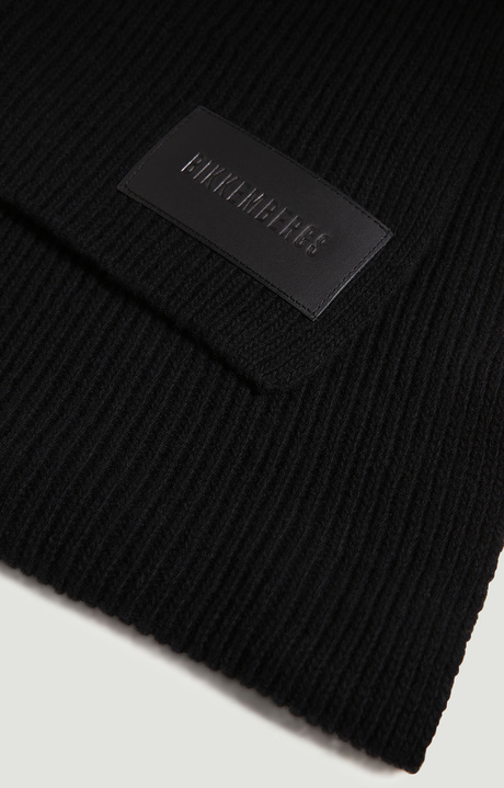 Men's scarf with patch 25x180 cm, BLACK Men's scarf with patch 25x180 cm, BLACK, hi-res-1