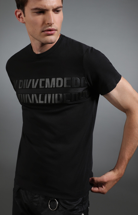 Men's black cotton t-shirt, BLACK Men's black cotton t-shirt, BLACK, hi-res-1