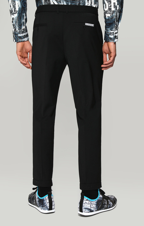 Men's trousers slim fit with elastic waist, BLACK Men's trousers slim fit with elastic waist, BLACK, hi-res-1