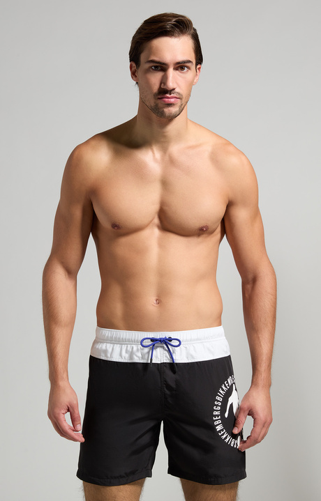Men's colour block boardshorts, BLACK/WHITE, hi-res-1
