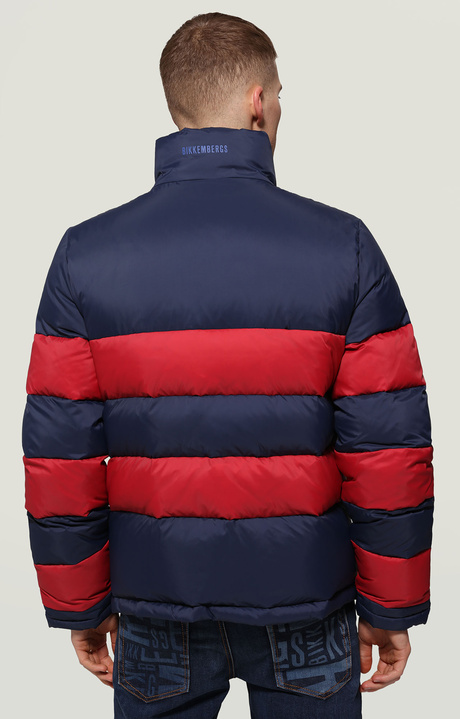Men's puffer jacket with stripes , NAVY BLUE/RUMBARED/SURF THE WEB, hi-res-1