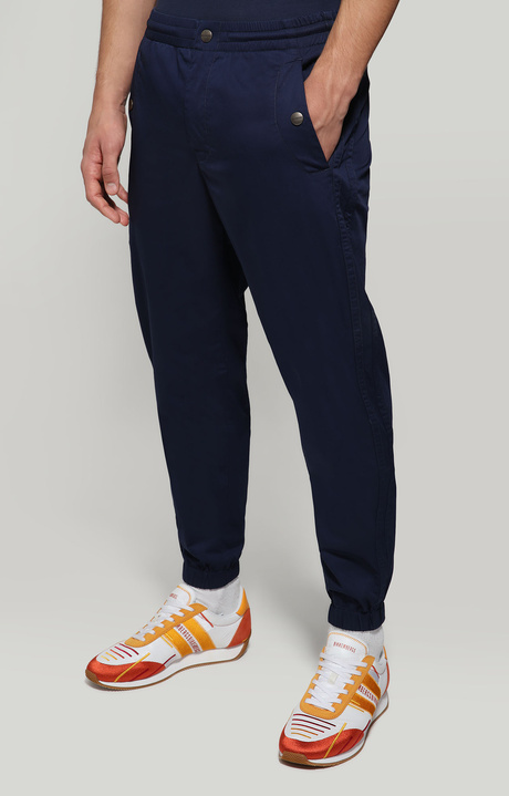 Men's pants with elastic belt, BLUE Men's pants with elastic belt, BLUE, hi-res-1