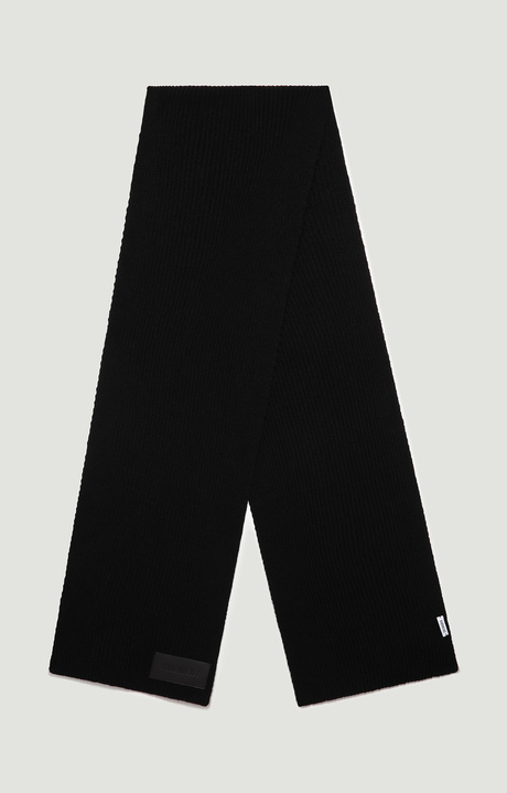 Men's scarf with patch 25x180 cm, BLACK Men's scarf with patch 25x180 cm, BLACK, hi-res-1