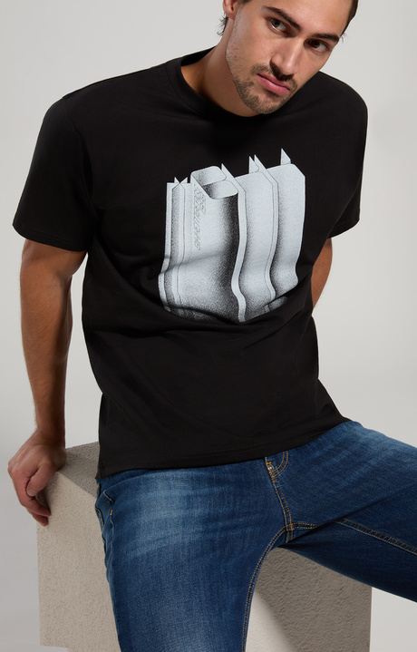 Men's print jersey T-shirt, BLACK, hi-res-1
