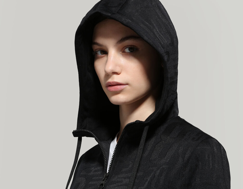 Women's sweatshirt - jacquard, BLACK Women's sweatshirt - jacquard, BLACK, hi-res-1