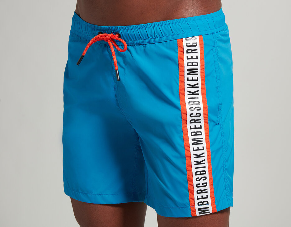 Men's boardshorts with tape, MEDITERRANIAN BLUE Men's boardshorts with tape, MEDITERRANIAN BLUE, hi-res-1
